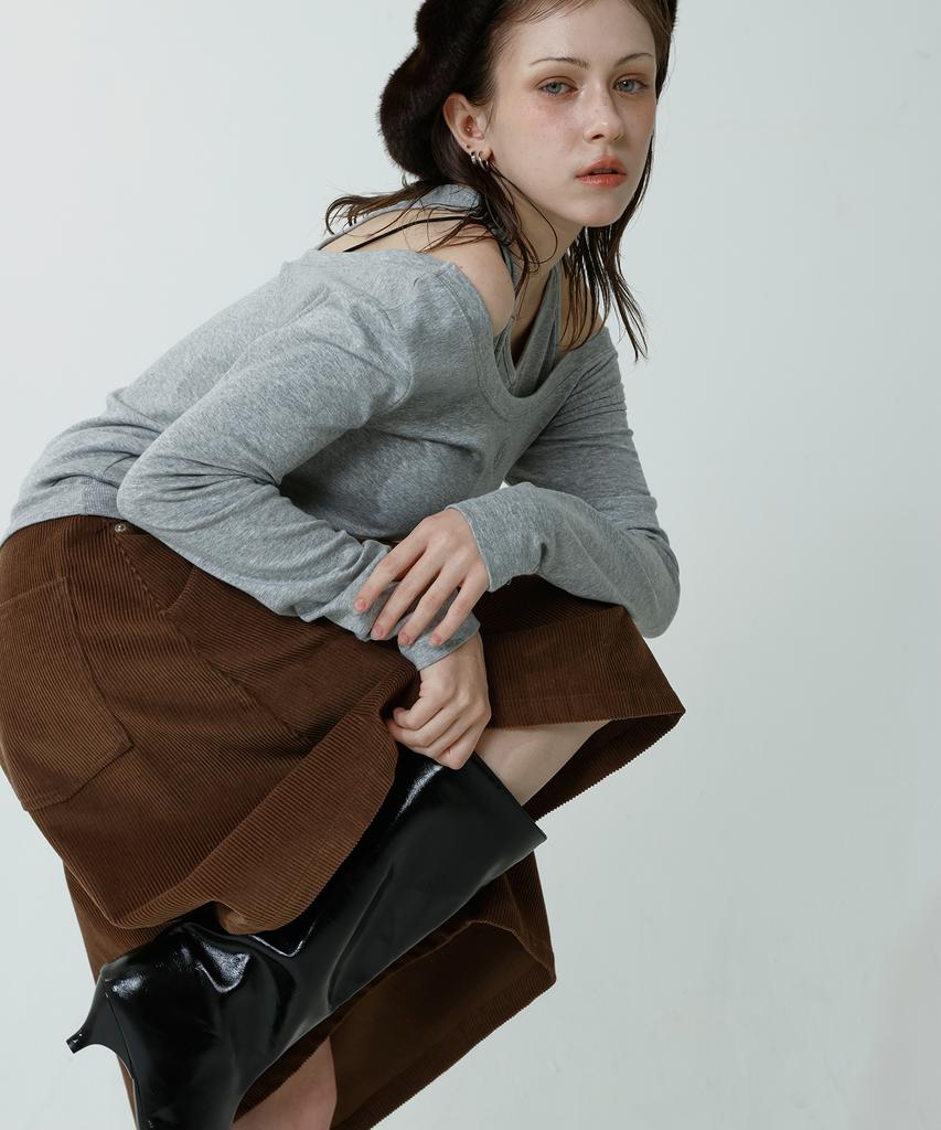 LOVENTINA Corduroy A-Line Pants_Brown