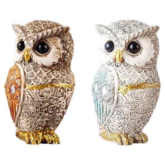 Owl Statue Realistic Look Animal Themed Ornament Owl Collectible Figurine Home Decor Office Desk Accessory