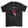 T-shirt Nouveauté Drôle Chien Noir Mignon Nez Rouge Adultes et Enfants T-shirt Comédie