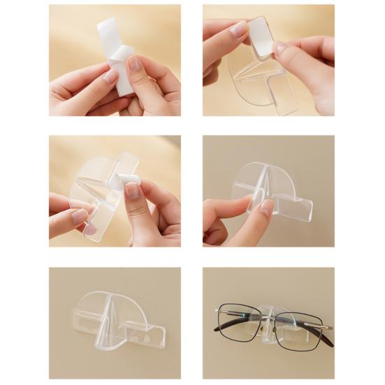 Lot de 2 supports à lunettes transparents à fixation murale, support de rangement simple à installer, support de rangement auto-adhésif pour lunettes de soleil