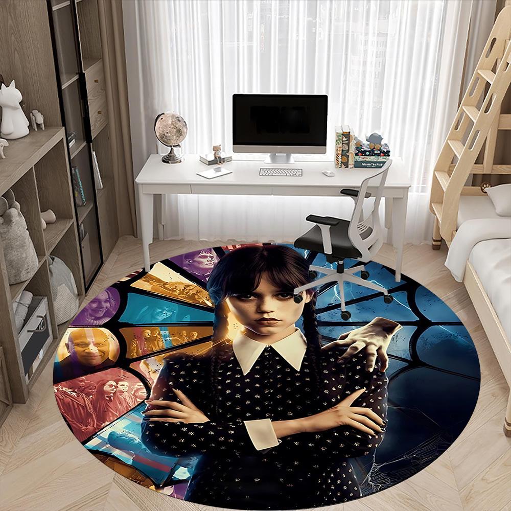 1pc Wednesday Office Round Area Rug, Indoor Mat Suitable For Office, Under Office Chairs Bedroom Living Room Home Decor, Room Deco161
