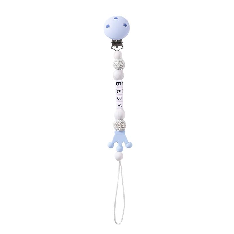 Catena per succhietto personalizzata in legno Senza BPA Uncinetto Coniglietto Clip per succhietto Porta-capezzolo per neonato Accessorio per dentizione per bambini Regali