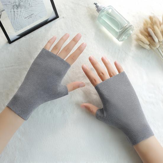 Winter Fingerless Gloves Open Thermal Mittens with Thumb Holes Warm Half-Finger Gloves for Women Men Typing Texting Writing
