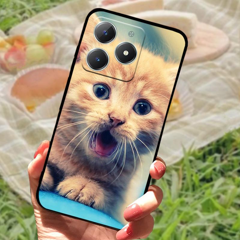 För Realme C61 4G Fodral Mode Tecknad Svart Silikon Mjuk TPU Baksida För Oppo Realme C63 Skyddande Fundas Coque Fodral