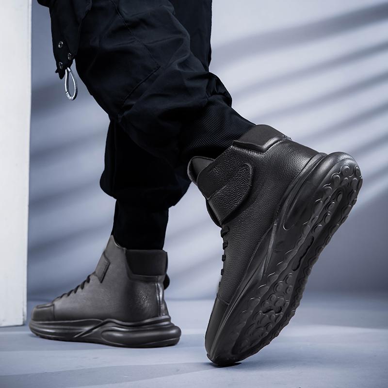 Fashion New Men's Sneakers Shoes 2024 Leather Sports Mens Casual Thickening Boots Wear-Resistant Outdoor Walking Boots for Autumn Winter