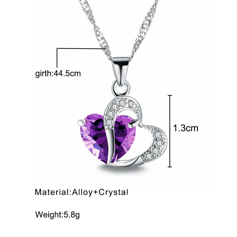 Hi Love Heart Romantic Love Wedding Necklace Women's Crystal Pendant Necklace