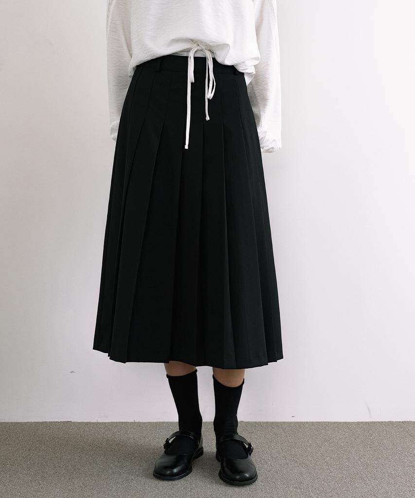 Laminez Marmond Pleated Long Skirt - Black