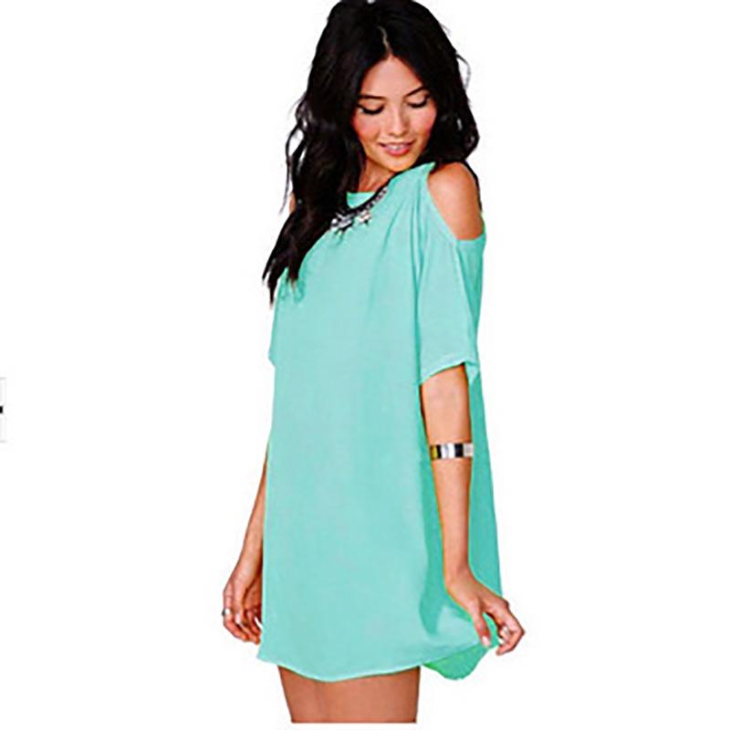 Geen IP Inbegrepen Polyester Korte Mouw Off Shoulder Jurk Voor Casual Zomerkleding