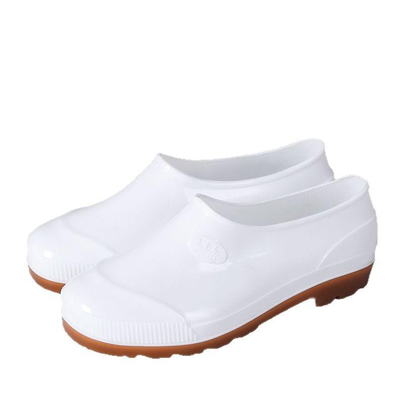 2025 New Hygiene Work Food Boots Rain Shoes Low-top Quick-drying Solid Color Non-slip White Rubber Shoes Light and High Quality