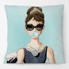 Europäisches Audrey Hepburn Schönheitsporträt Kissenbezug Moderner Modestil Frauengesicht Luxuriöser Dekokissenbezug