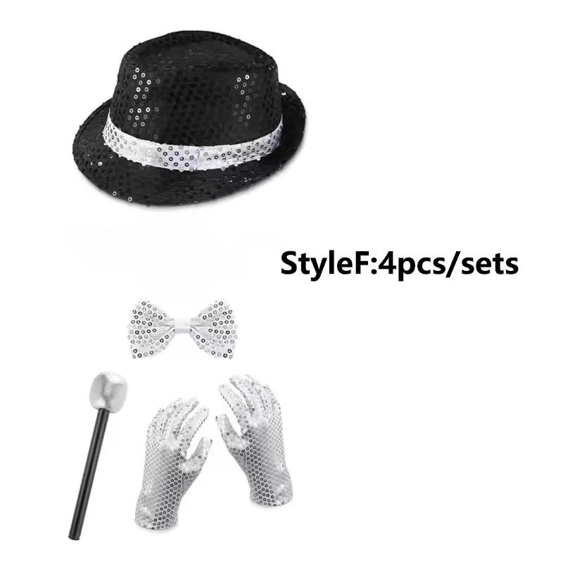 70er 80er Superstars Michael Jackson Cosplay Requisite MJ Hut mit Perücke Handschuh Brillen Set Fans Auftrittskostüm Geburtstags Tanz Geschenke