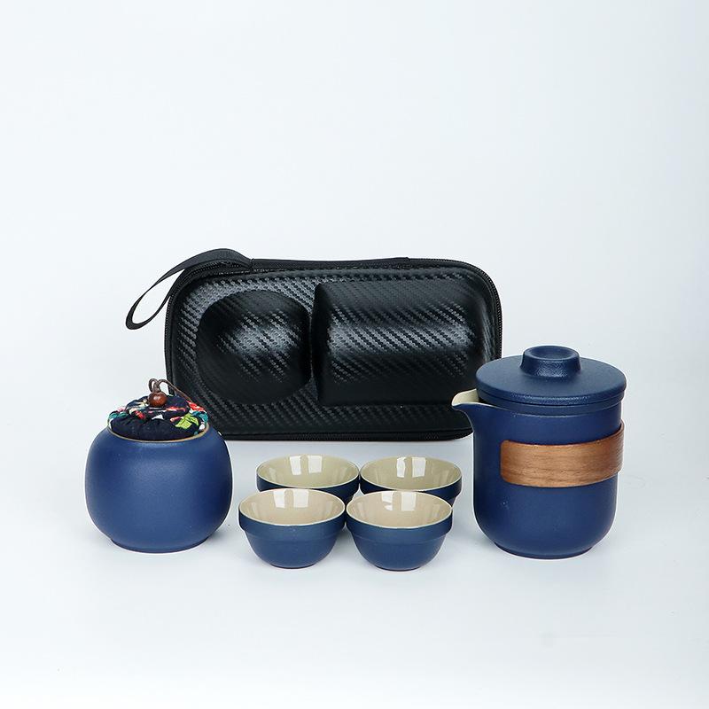Black Pottery Travel Kung Fu Tour Tea Set Portable Kuaike Cup One Pot Four Cups Outdoor Tea Pot Business Gift Set