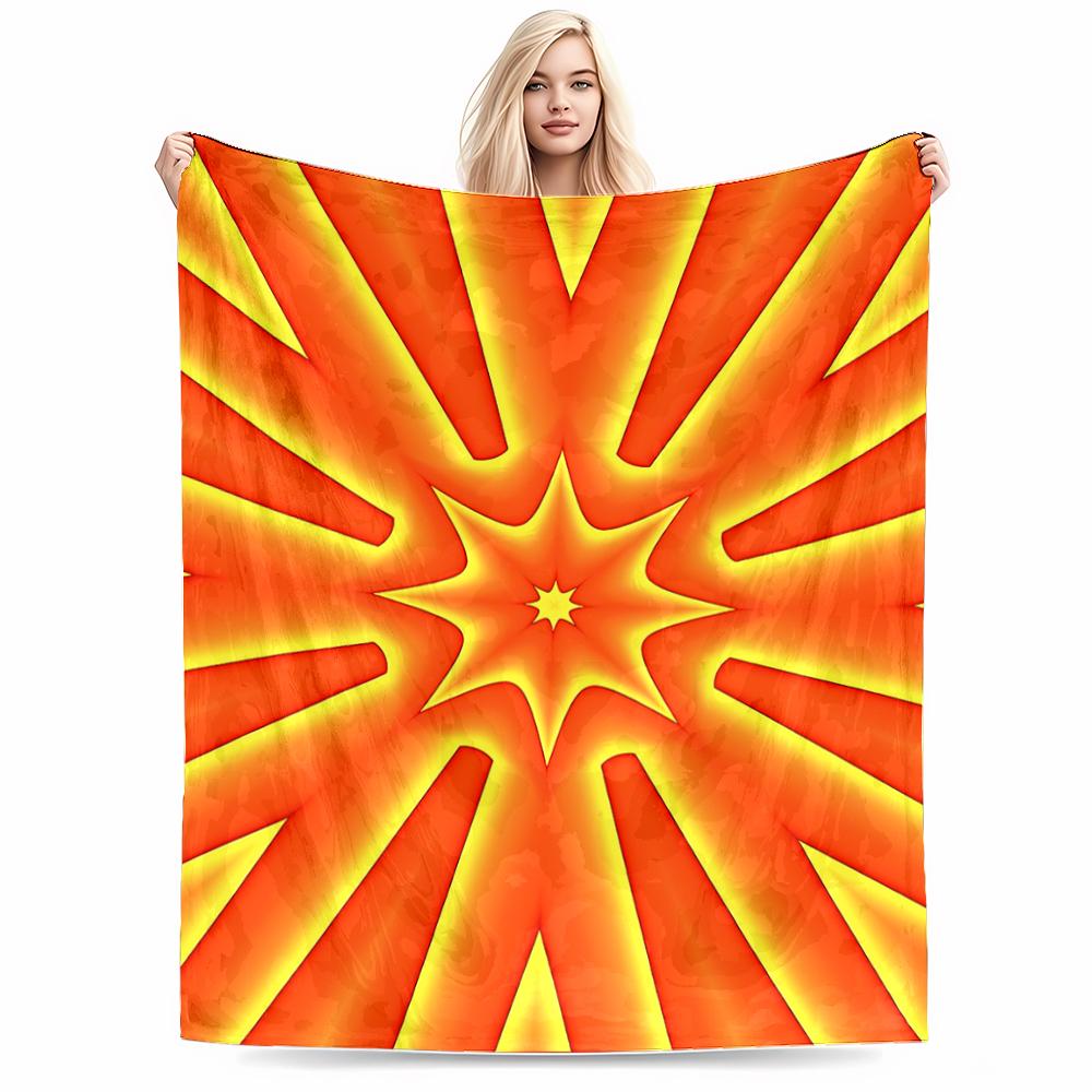 Abstract Orange Starburst Pattern blanket for Bedroom or Living Room Decor blanket, suitable for use in the bedroom, living room, on the sofa
