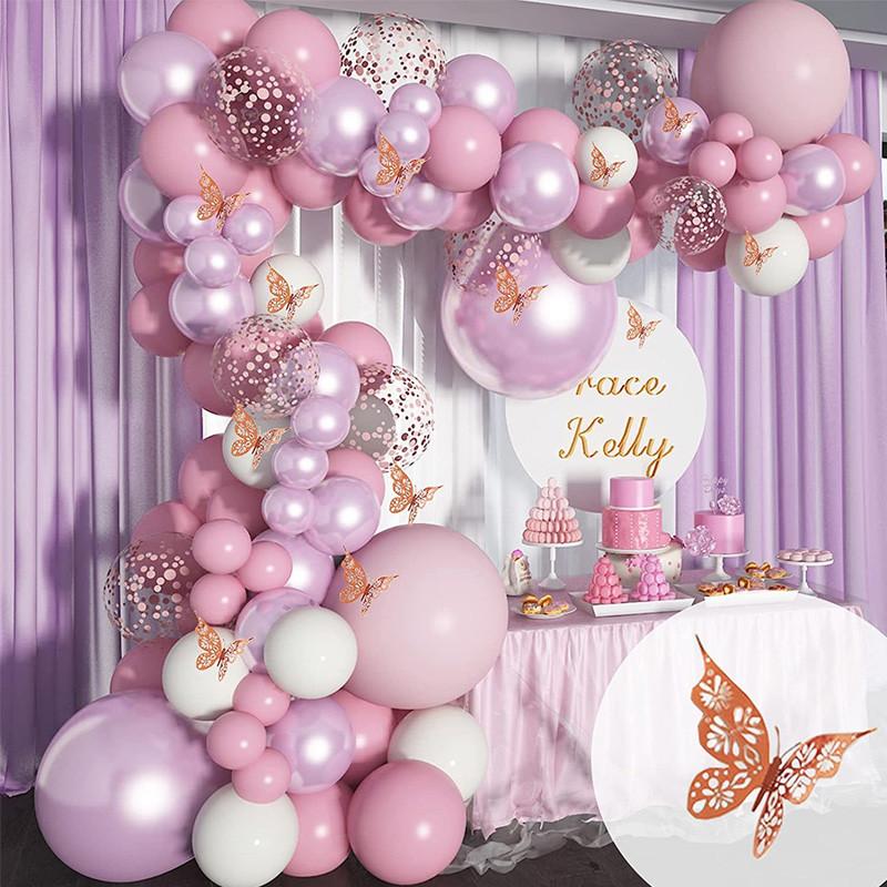 112pcs/set White Metal Pink Balloons Garland Arch Rose Gold Confetti Balloon Baby Shower Girl Birthday Wedding Party Decorations