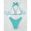 Women Solid Color Halter Neck Triangle Bikini Swimsuit For Swimming
