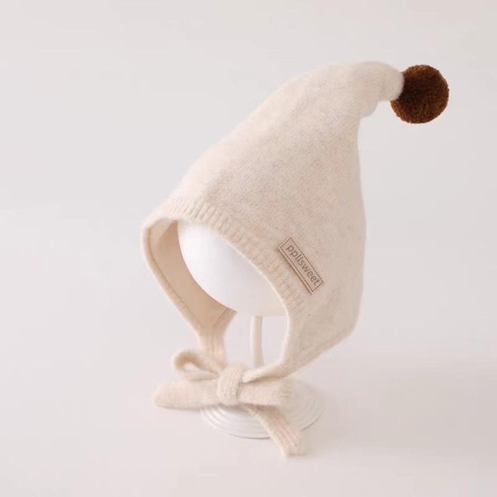 Adjustable Tie Straps Baby Winter Hat Thick Warm Pointed Earflap Hat Kids Knit Hat Baby Girls