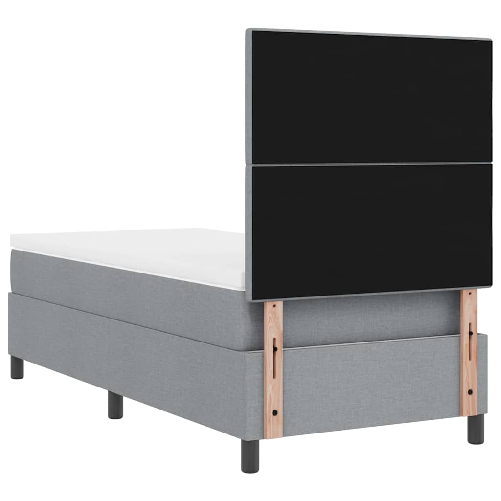 Box Spring Bed with Mattress Light Gray 100 x 200 cm Fabric
