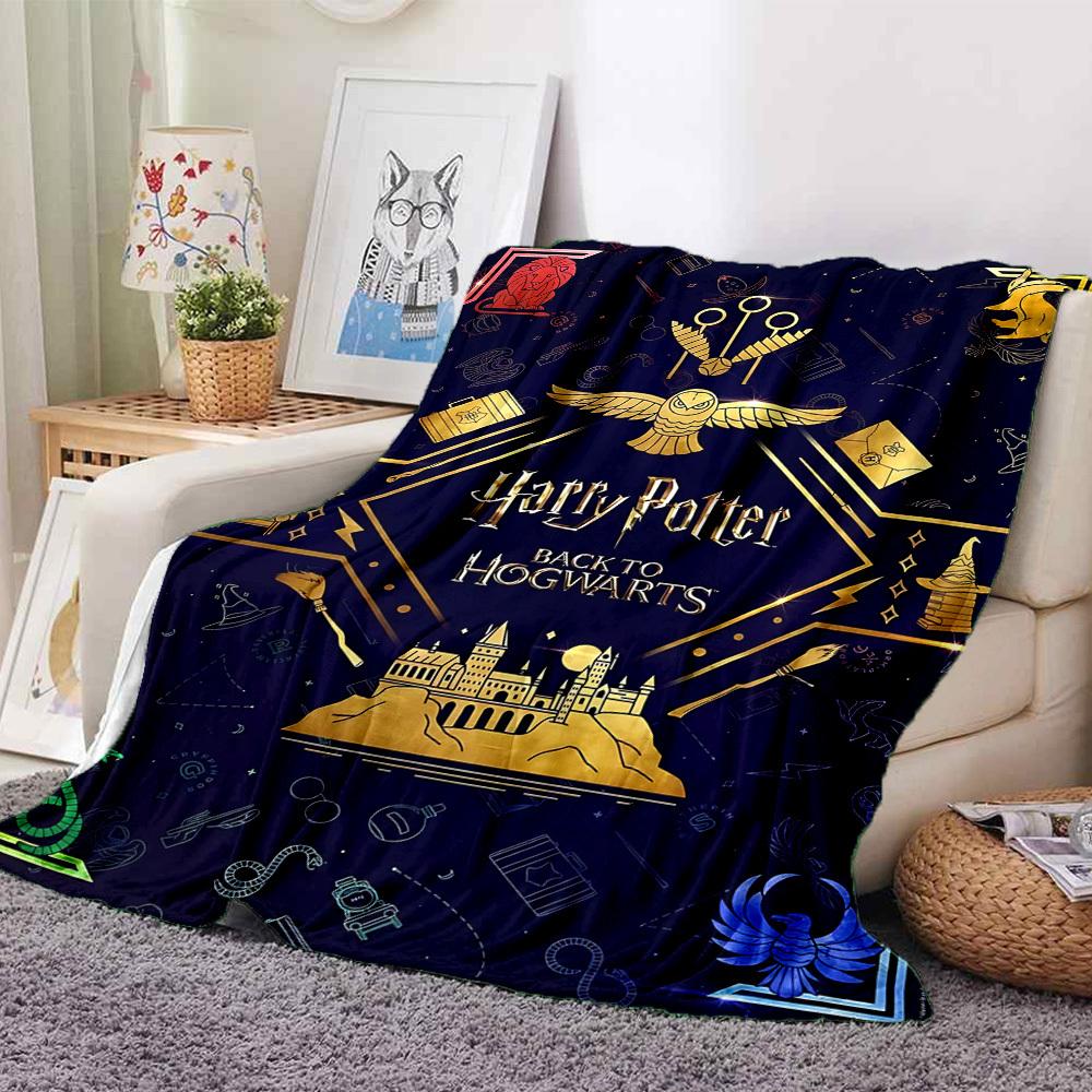 1pc Harry Potter Flannel Throw Blanket - HD Printed Lightweight Soft Warm All-Season Blanket for Sofa, Bed, Travel, Camping 047