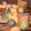 USB LED Cotton Macaron Colors Thread Ball Festoon Light String Garden Camping Party Decor Garland Lamp Wedding Outdoor Balcony