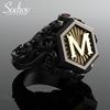 Black Letter M Ring for Men