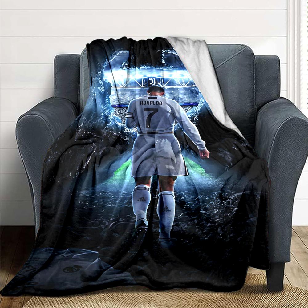 Ronaldos Legacy Lights Printed Flannel Breathable and Warm Blanket, a Stylish Home Gift, Suitable for Home, Office and Bedspread Use. 0713a5