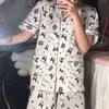 Direct Supply Pajamas Women's Fashion Fresh and Simple Style Striped Control Short-sleeved Trousers Loungewear Women's Casual Suit