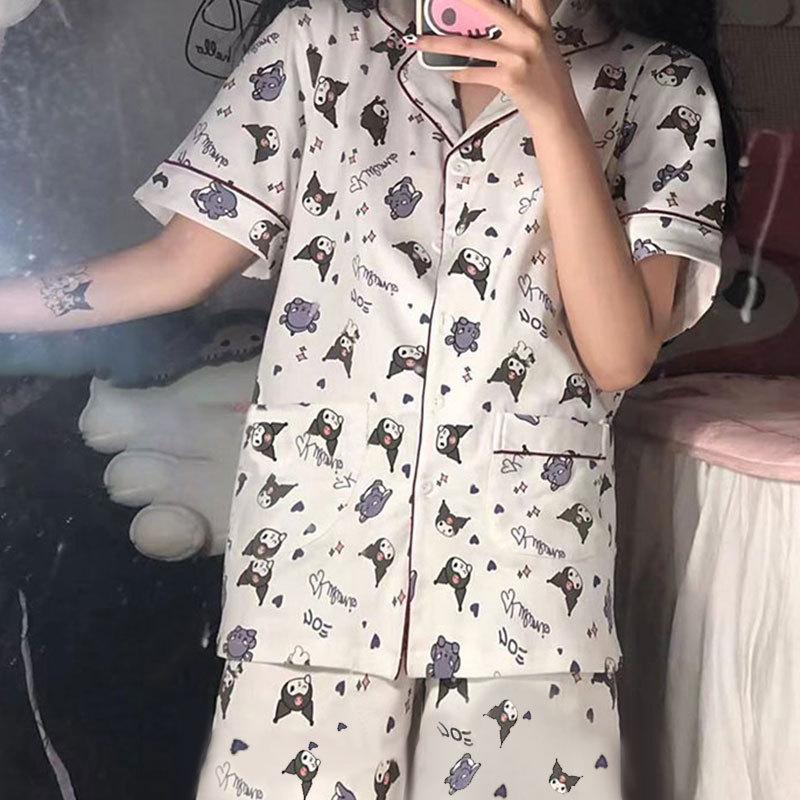 Direct Supply Pajamas Women's Fashion Fresh and Simple Style Striped Control Short-sleeved Trousers Loungewear Women's Casual Suit