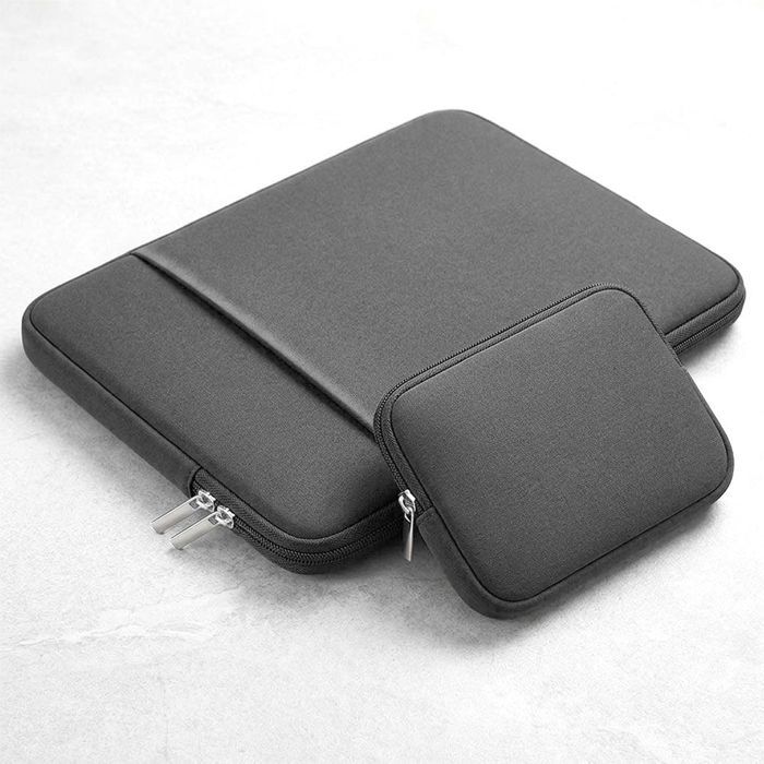 Housse Ordinateur 14" avec Pochette, Double Rangement pour MacBook Pro/Air Surface Pro HP - Gris