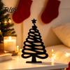 Unique Christmas Gift for Friends 3D Printed Abstract Line Tree Figurine, Minimalist Xmas Sculpture with Star Hand Painted Craft Base Topper