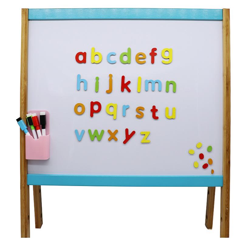 Tableau éducatif magnétique en bois avec lettres et chiffres colorés pour enfants
