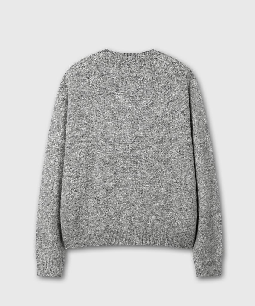 Daibeuin Hairy Round Neck Cardigan (Gray)