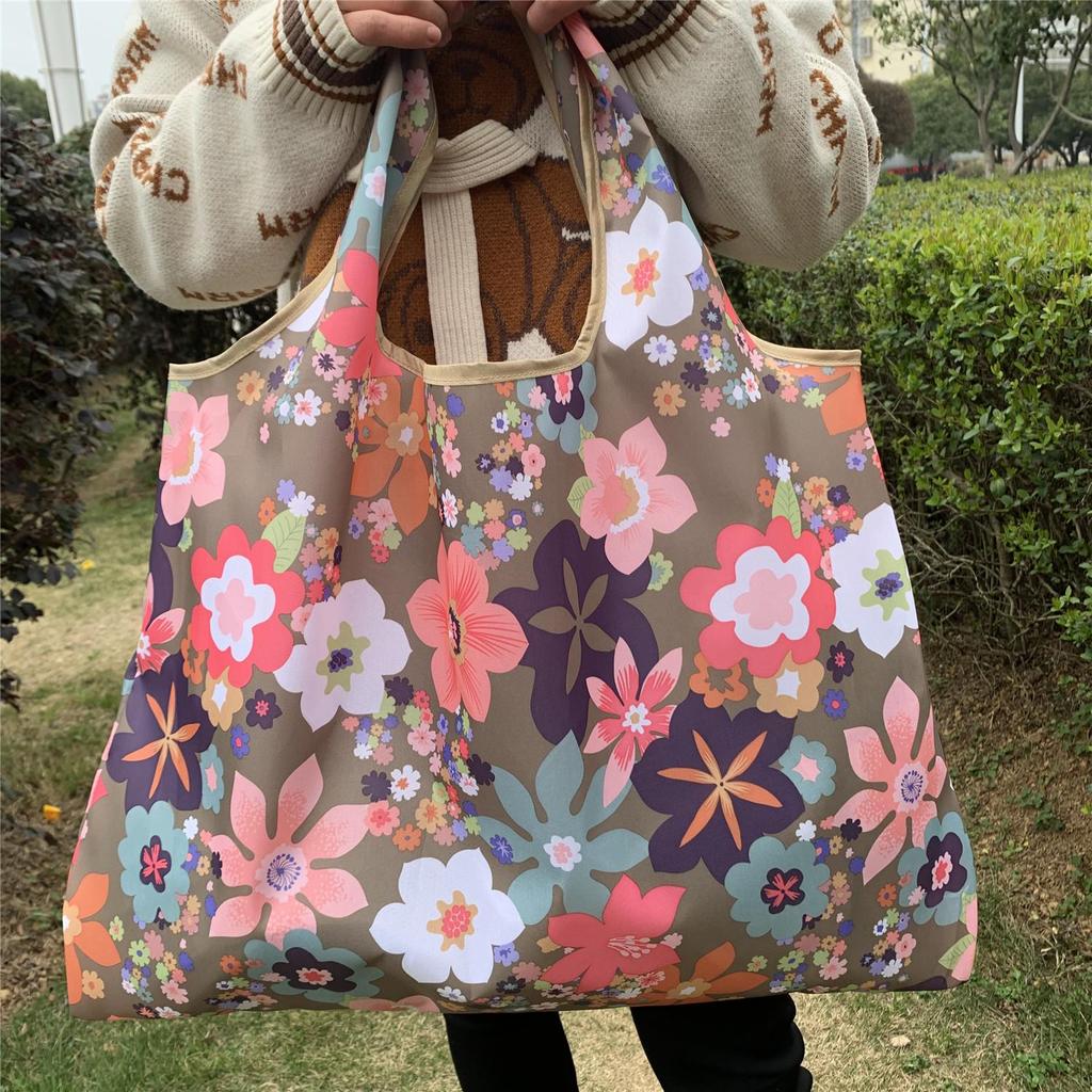 Foldable Eco Shopping Bag - Japanese Cartoon Design, Oxford Cloth, Portable & Eco-Friendly for Groceries