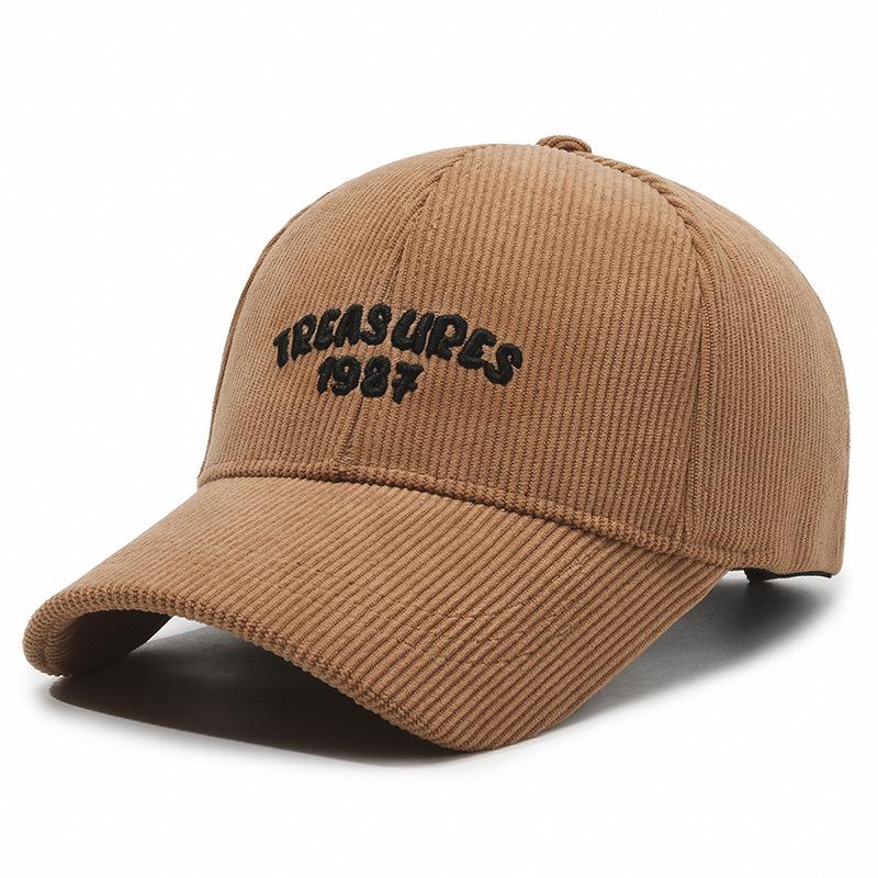 Autumn Winter Corduroy Baseball Cap Men Outdoor Letters Duck Tongue Cold Warm Women Cap