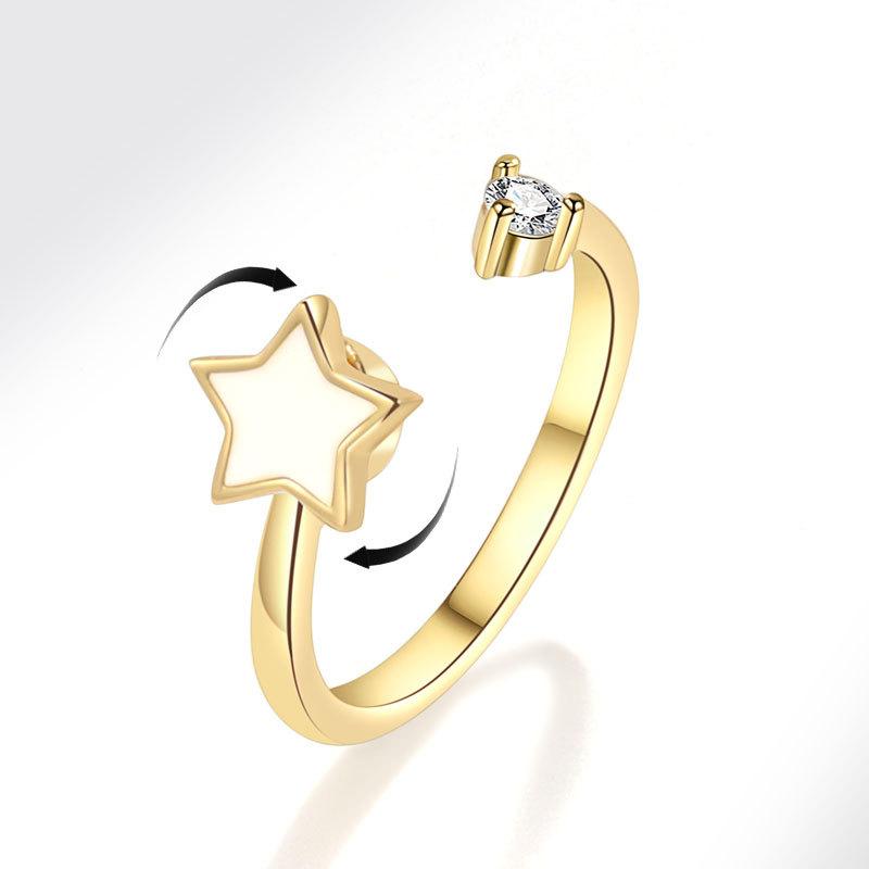 VENTFILLE 925 Sterling Silber Sonnenblume Diamant Zirkon Drehbarer Ring Für Frauen Geschenk Stressabbau Ring Schmuck Großhandel