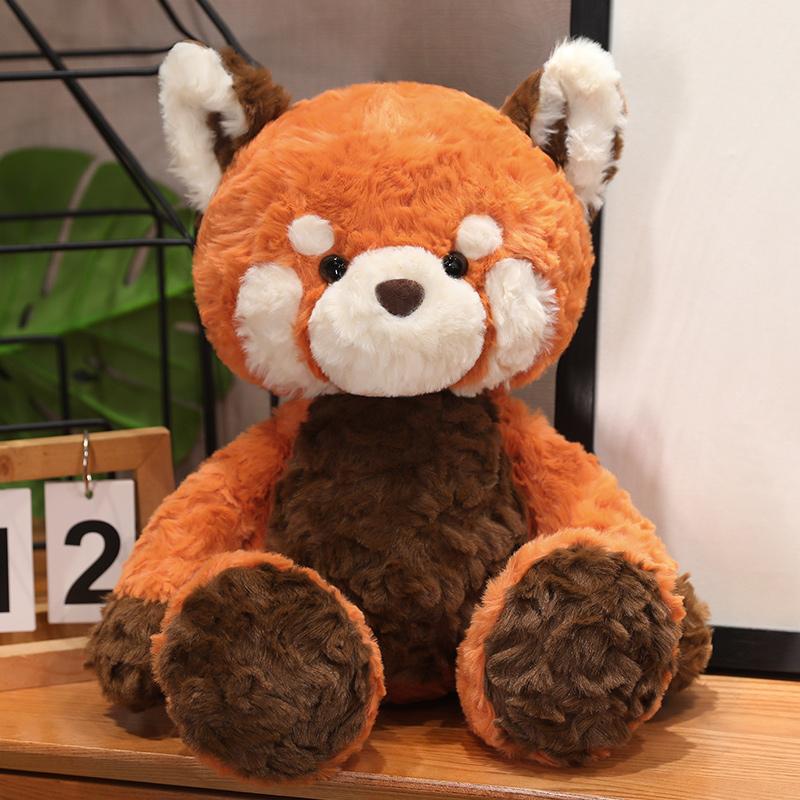 Adorable Fluffy Bear Fox Plush Toy Gentle Cartoon Red Panda Stuffed Doll Birth Date Present Great for Daily Use