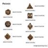 7 ks měděný list květ kovové kostky duté kovové mnohostěnné kostky sada vhodná pro hraní rolí RPG stolní karetní hra