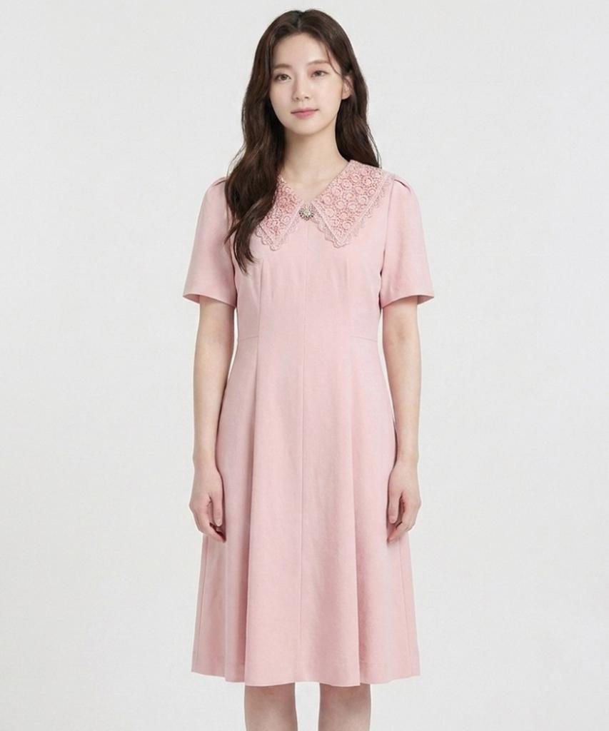 ECOLEDEPARIS Lace Collar Flare Dress_Cb25Woc038Z