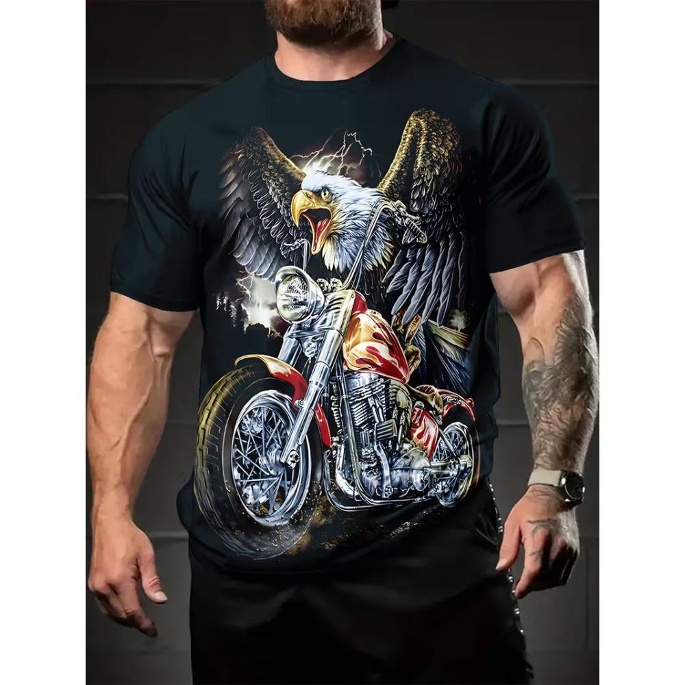 Summer Men's Fashionable Comfortable Round Neck Short Sleeved T-shirt Colorful Animals 3d Printing Casual Loose Breathable Soft Plus Size T-shirt