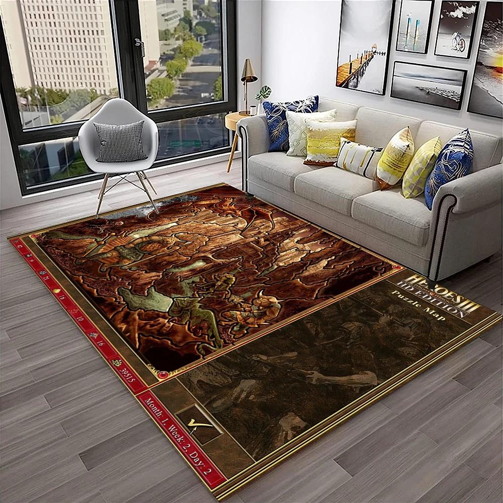 Retro-Spiel Heroes of Might and Magic Teppich für Zuhause Wohnzimmer Schlafzimmer Sofa Fußmatte Dekor, Kinderteppich Rutschfeste Bodenmatte