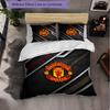 Manchester United Pattern 3 Pieces Bedding Set Soft Microfiber Duvet Cover with Pillow Cases for Bedroom