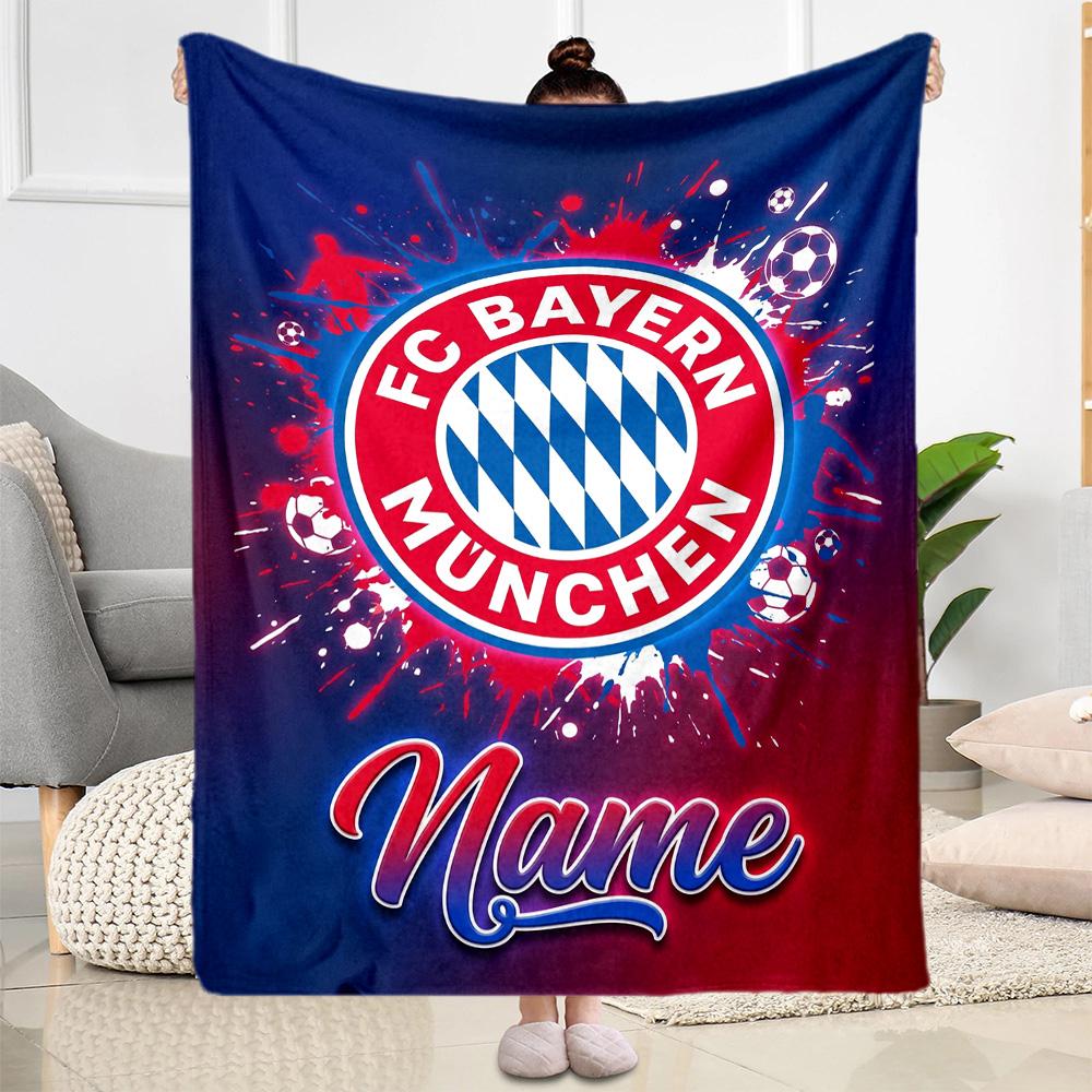 Bayern Munich Fan Gear Personalized Text Blanket Lightweight Customizable Blanket Ultra-Soft for Chair Picnics Bed Office Chair Ideal for All Seasons