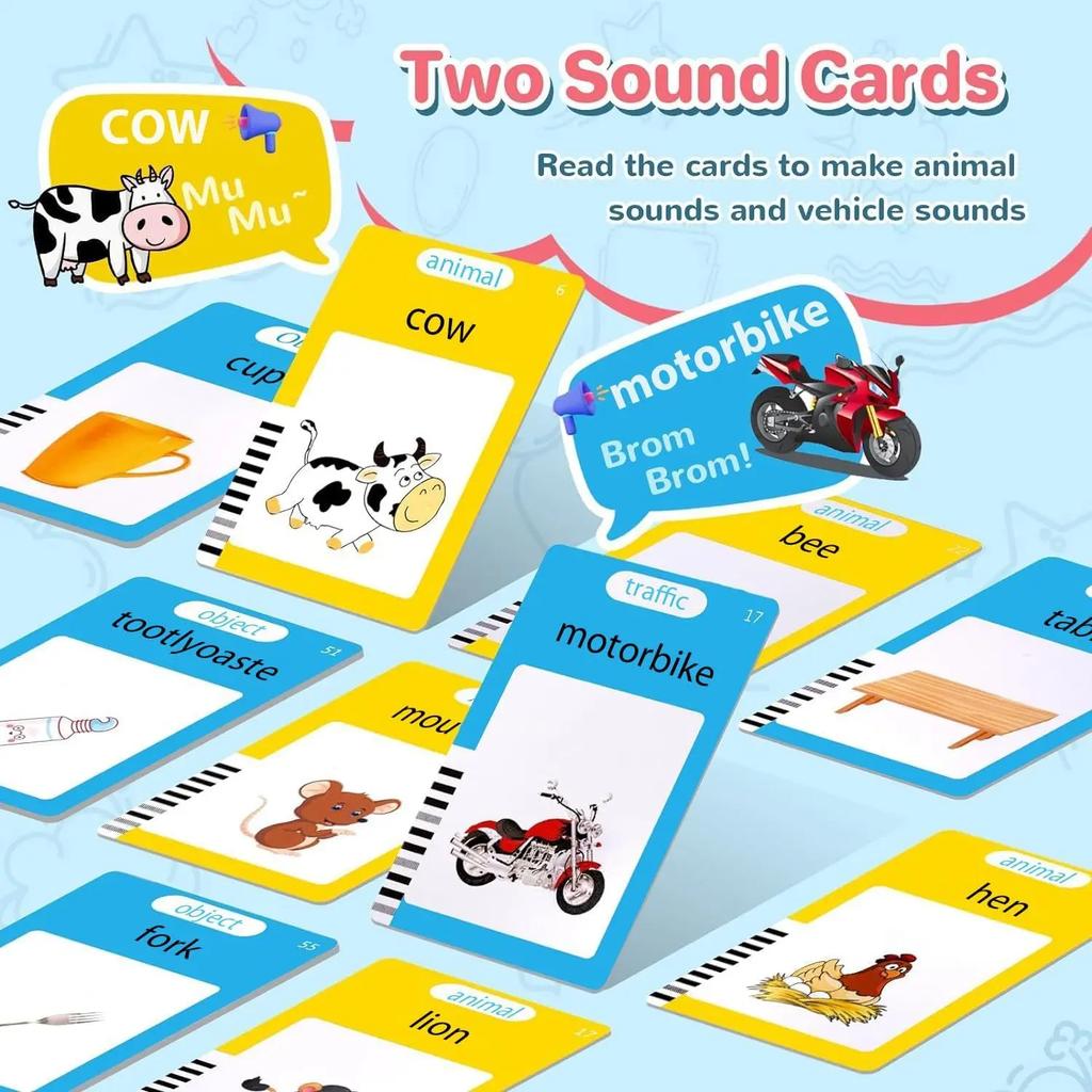 Talking Flash Cards Autism Sensory Montessori Toys Sight Words Educational Speech Therapy Toys for Toddler Kids Christmas Gifts