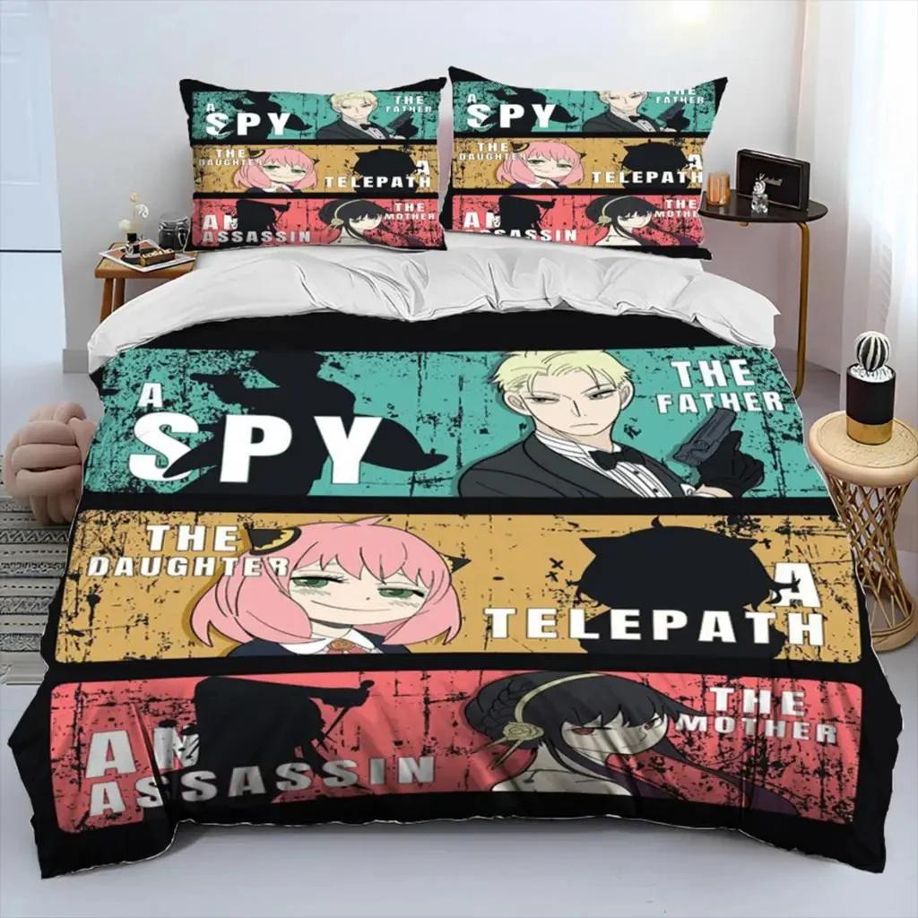 3D Anime Spy×Family Anya Bettwäsche-Set Bettbezug Steppdecke Bett-Set Steppdeckenbezug Kissenbezug King Queen Twin Größe Jungen Mädchen Erwachsene