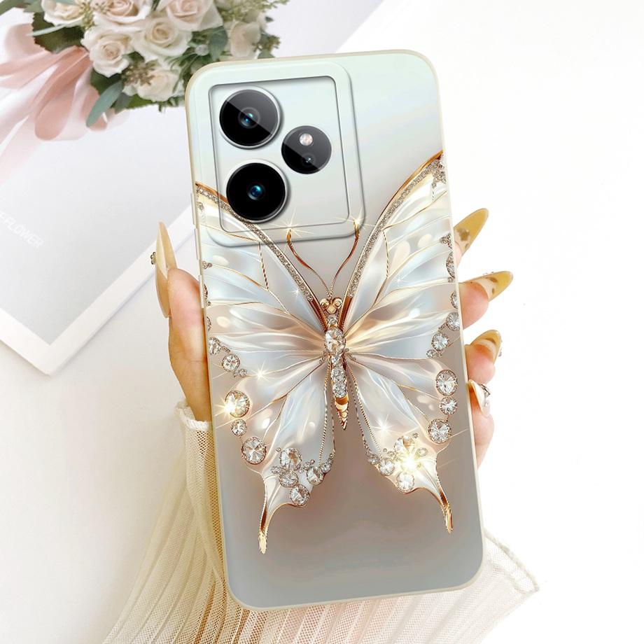 Cartoon Cat Painting Phone Case For Realme GT 7 7T GT 8 Pro  2 Pro GT5 Neo GT3 GT2 Cover Soft Matte Silicone Daisy Flower Bow
