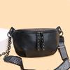 Leather Single Shoulder Messenger Bag Fashion Trend Fanny Pack First Layer Cowhide Wide Shoulder Strap Bouncy Breast Bag