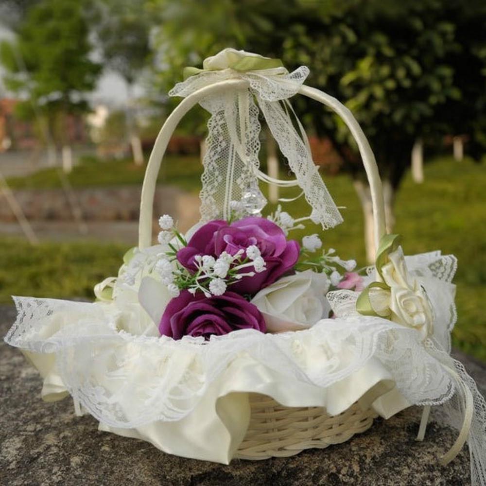 Creative Handmade Wedding Flower Girl Basket Wedding Decorative Bridal Flower Basket