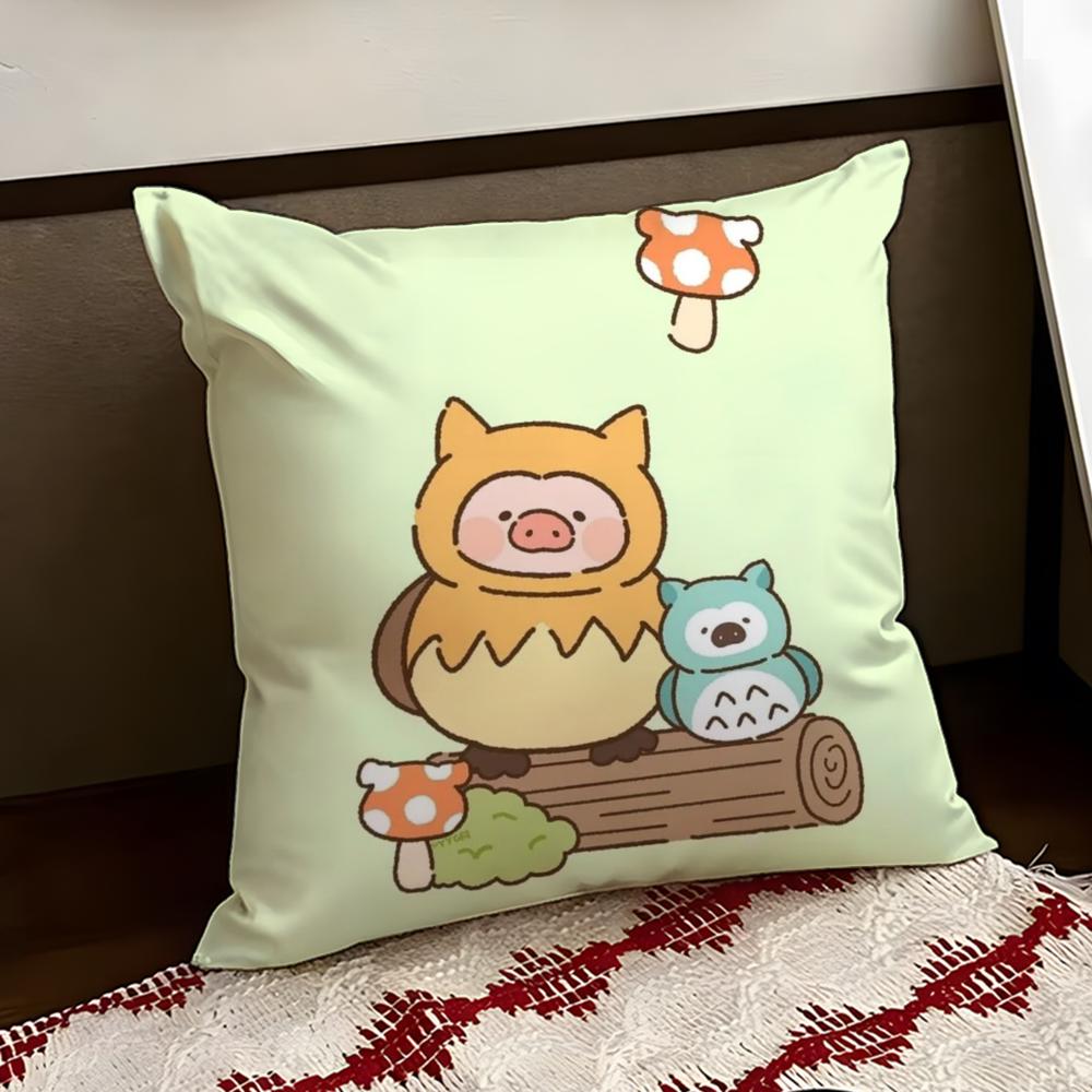 Cartoon LLulu Pig Pink Cushion Cover Reversible Soft Durable Pillow Cover Home Car MultiScene Use for Daily Comfort