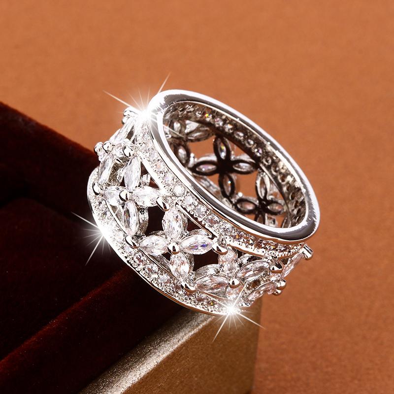 Hot Selling Creatieve Uitgeholde Zirkonia Ring voor Vrouwen Hoge Kwaliteit Mode Feest Sieraden Trouwsieraden Jubileum Cadeau