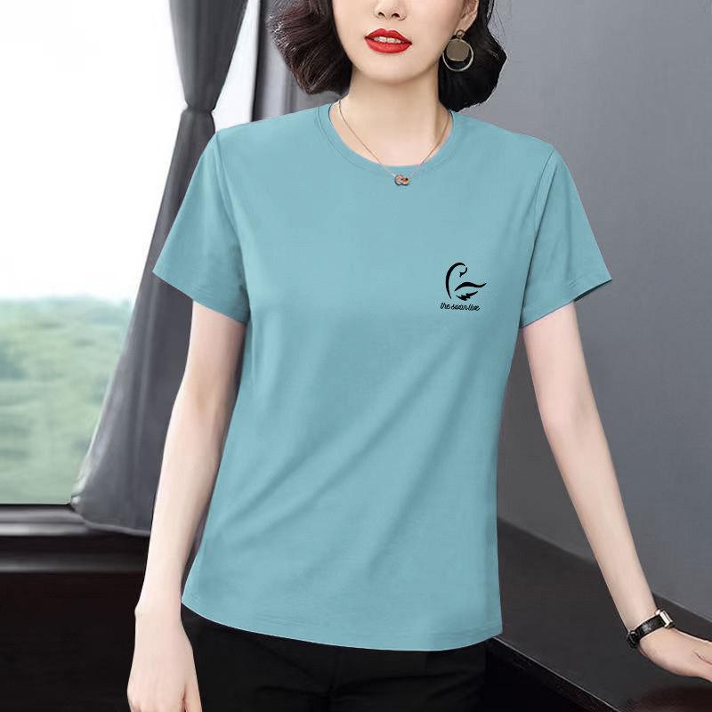 Trendy Plus-Size Women's Summer Short-Sleeve Versatile Loose-Fit Slimming Top