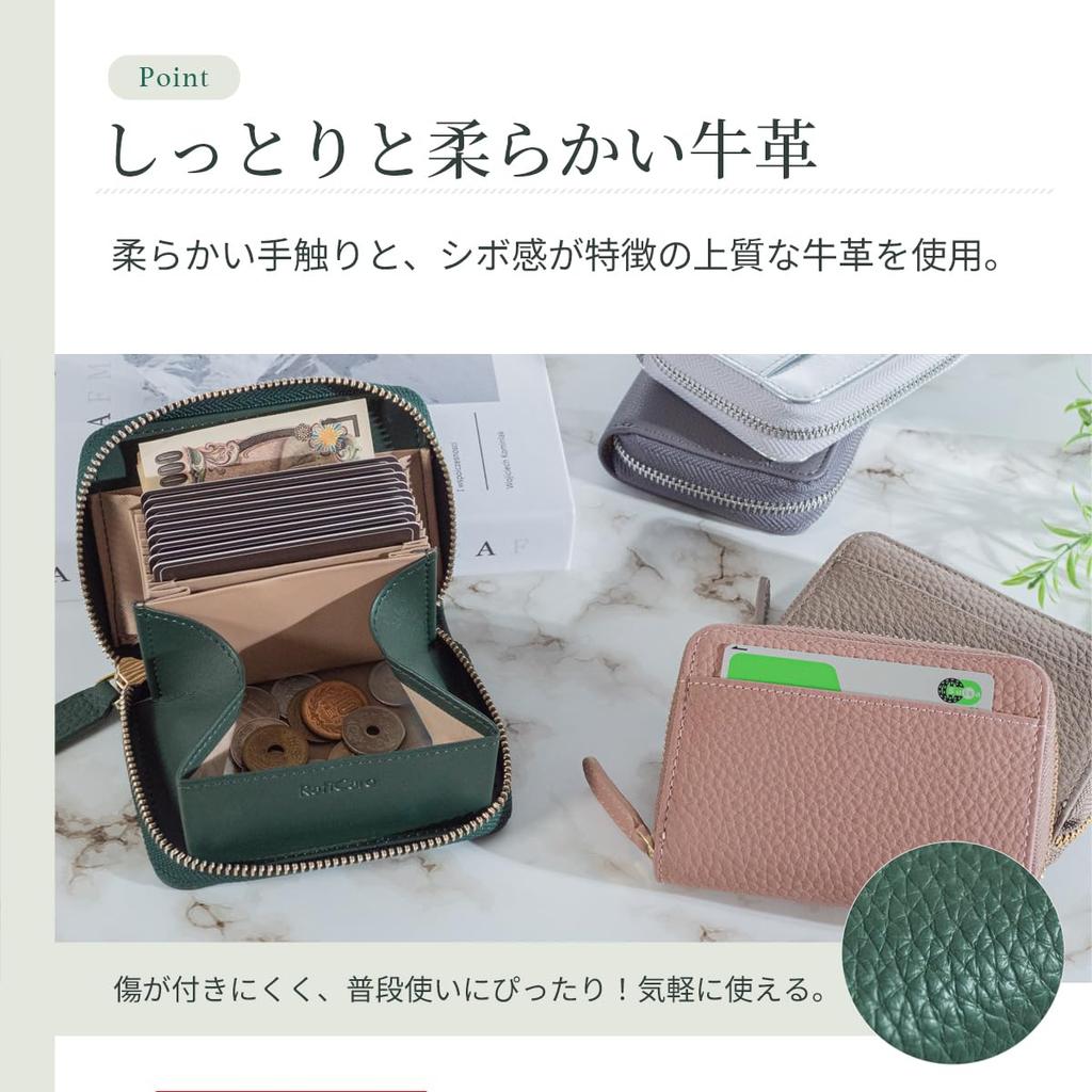 Mini Wallet Women's Men's Bifold Wallet Large Capacity Accordion Card Case Box-Type Coin Purse YKK Zipper Cowhide Small Compact (Silver)